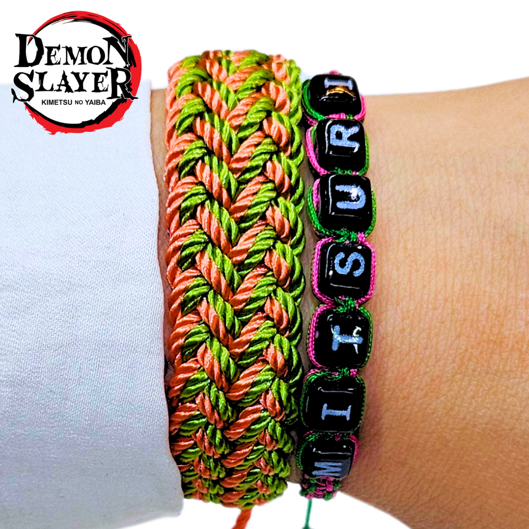 Pulsera Doble Ajustable Tejida Inspirada en Mitsuri Kanroji